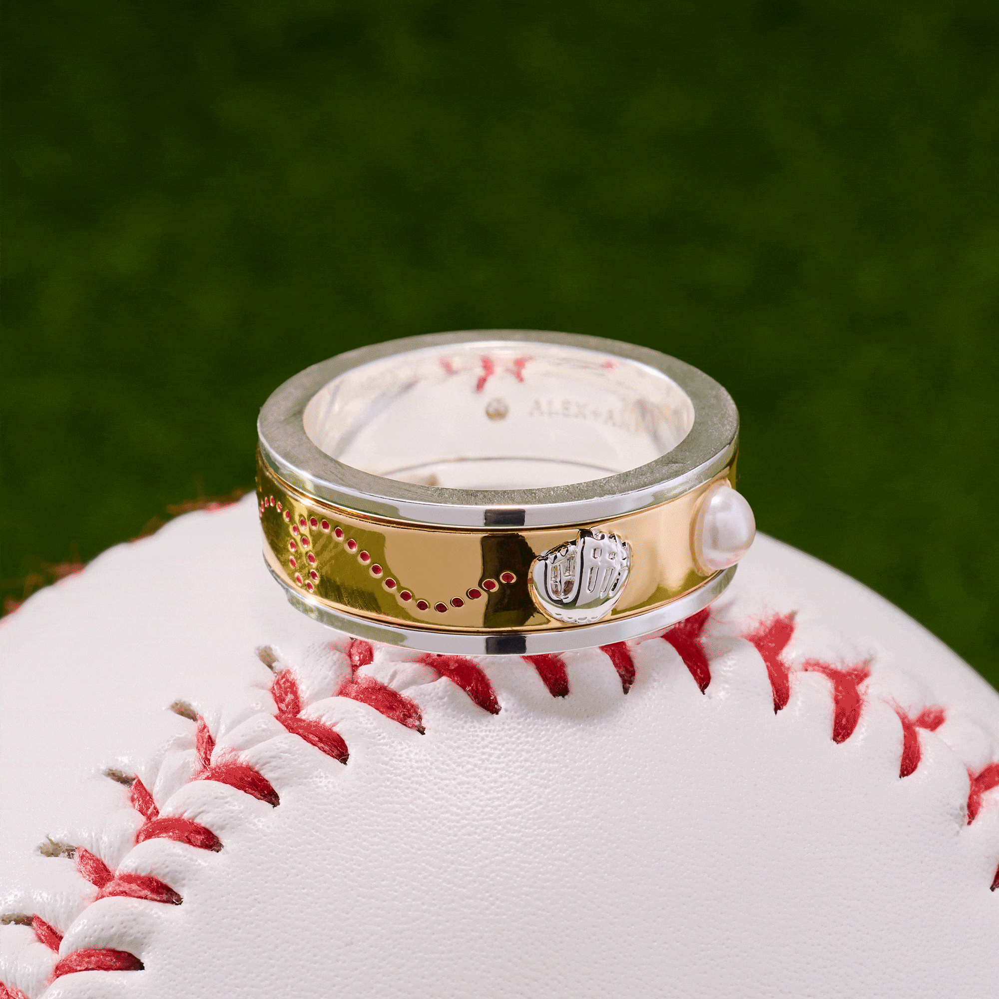 Baseball Fidget Ring Two Tone | Alex and Ani