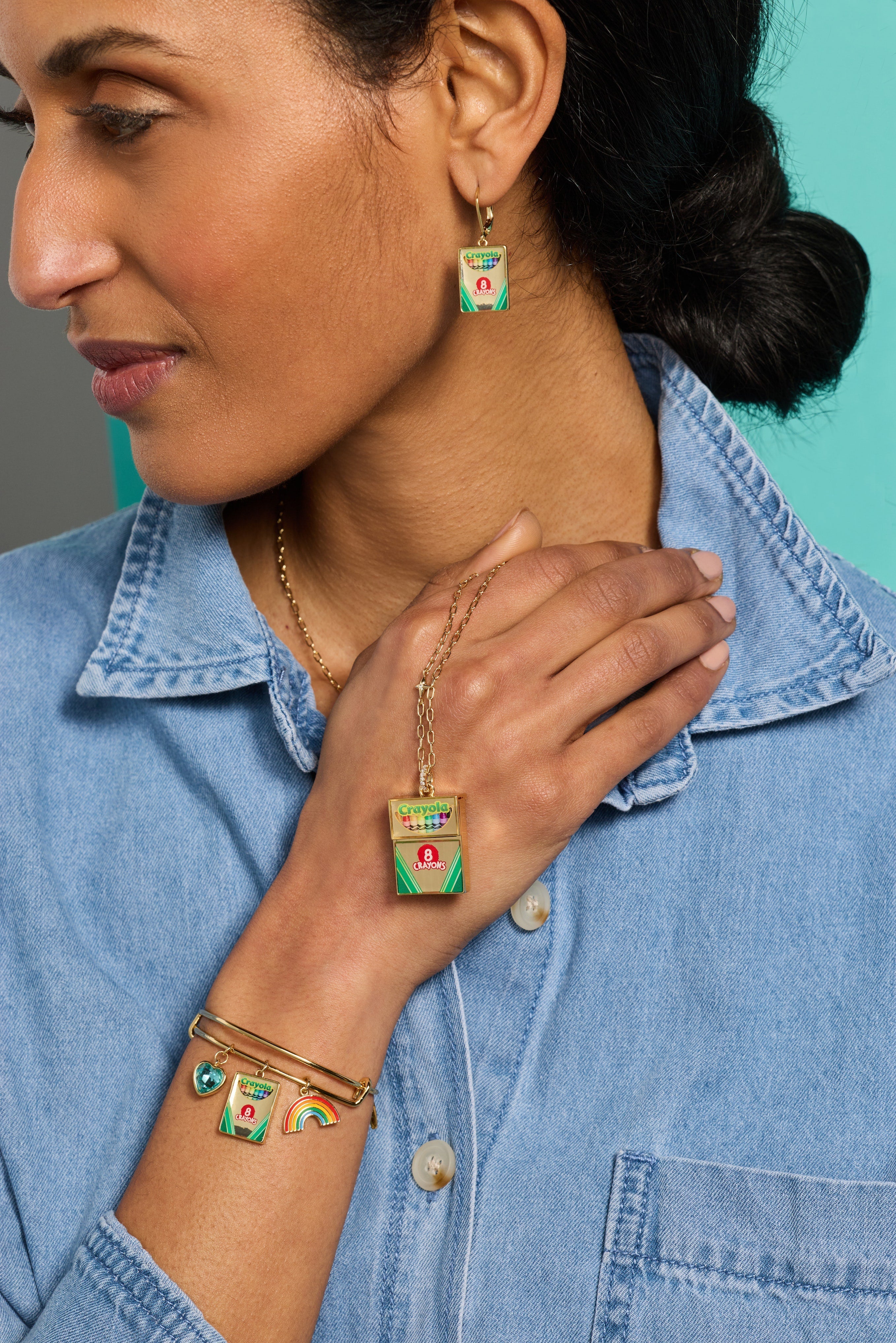 Crayola 'To Teach Is To Color A Life Forever' Crayon Box Locket Gold | Alex and Ani