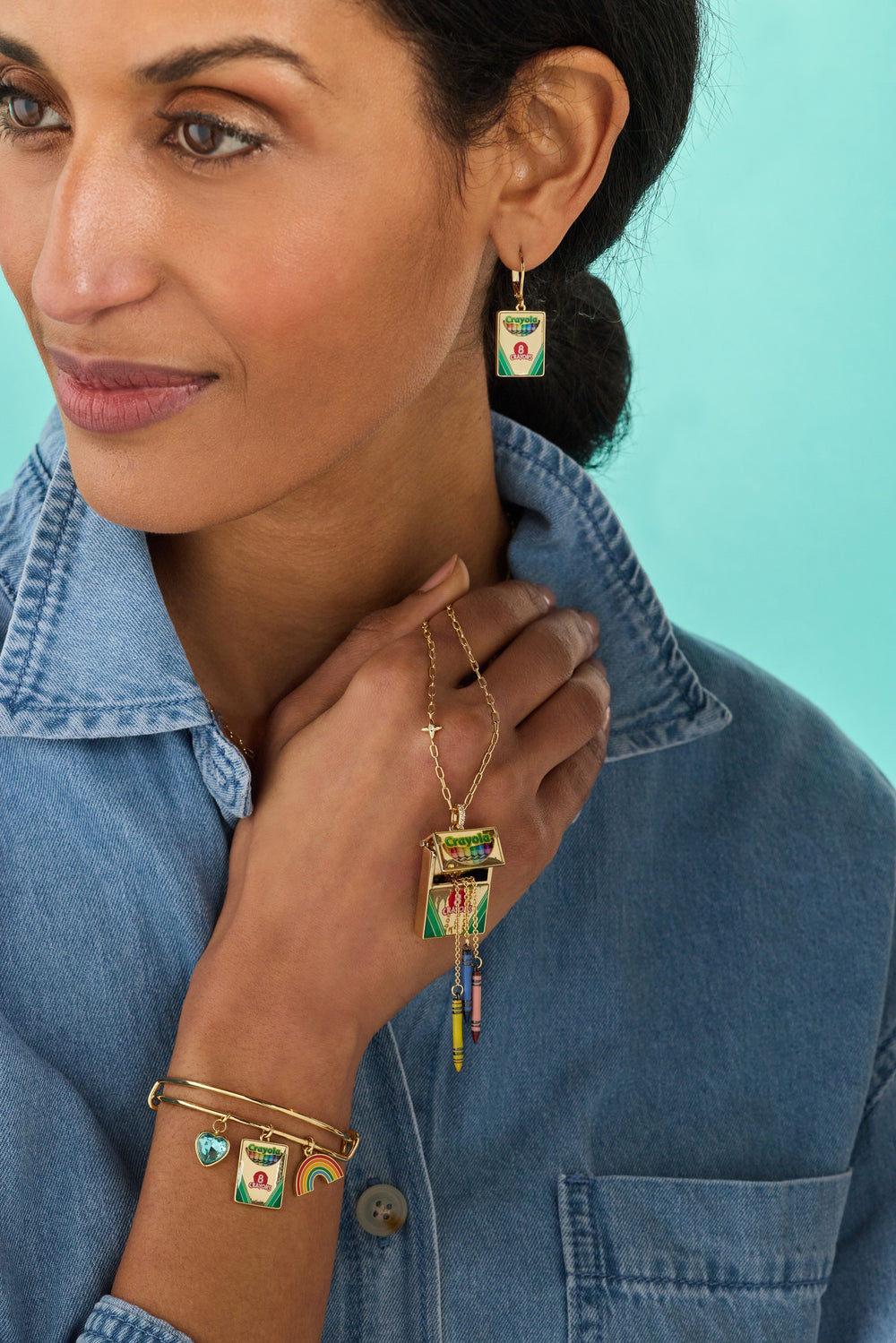 Crayola 'To Teach Is To Color A Life Forever' Crayon Box Locket Gold | Alex and Ani