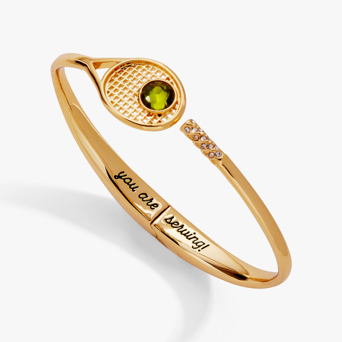 Tennis Racket 'You Are Serving' Hinge Cuff Bracelet Gold | Alex and Ani