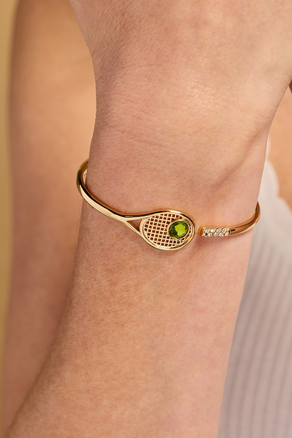 Tennis Racket 'You Are Serving' Hinge Cuff Bracelet Gold | Alex and Ani