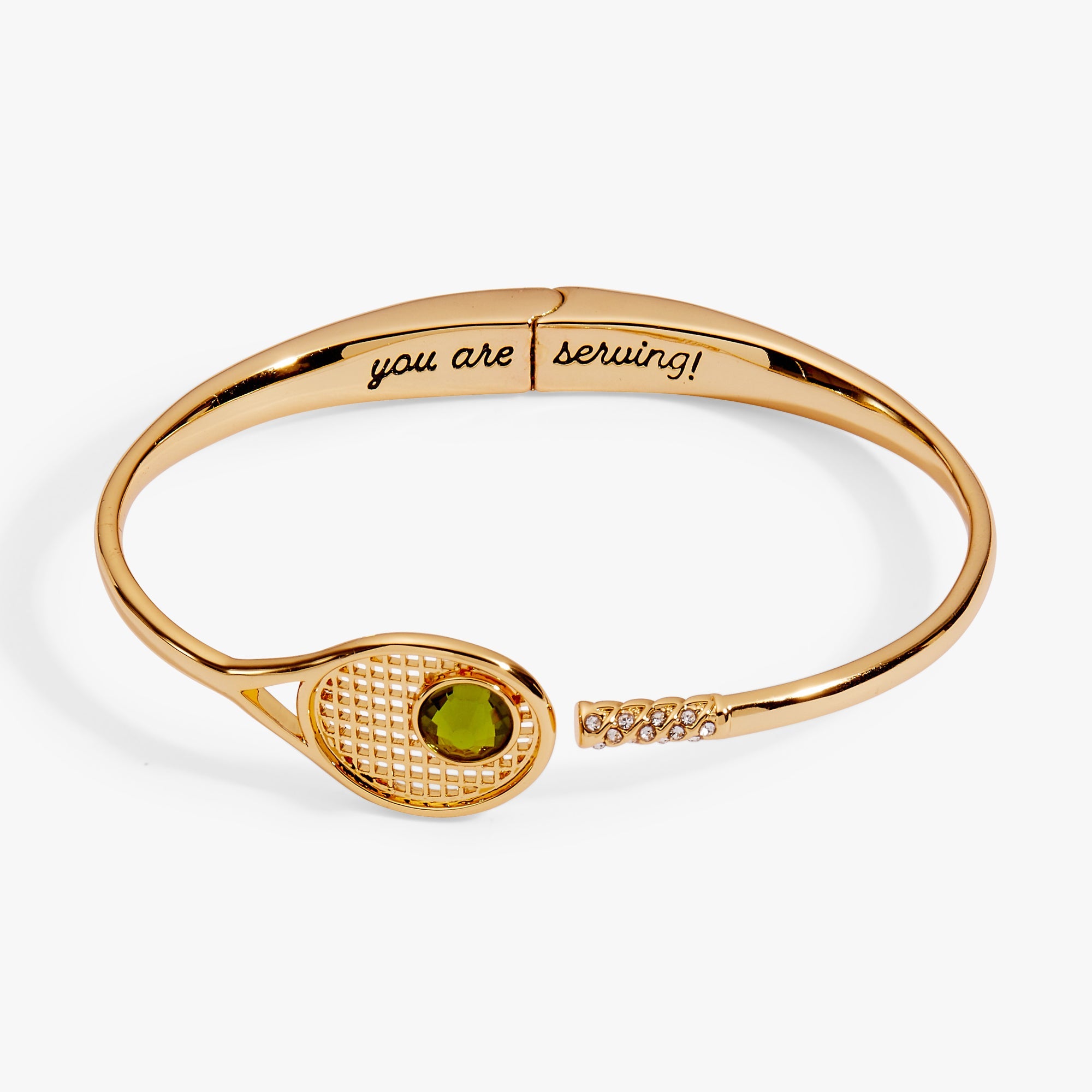 Tennis Racket 'You Are Serving' Hinge Cuff Bracelet Gold | Alex and Ani