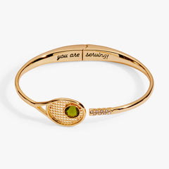 Tennis Racket 'You Are Serving' Hinge Cuff Bracelet Gold | Alex and Ani
