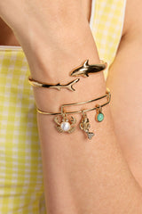 Sea Creature Multi Charm Bangle Gold | Alex and Ani