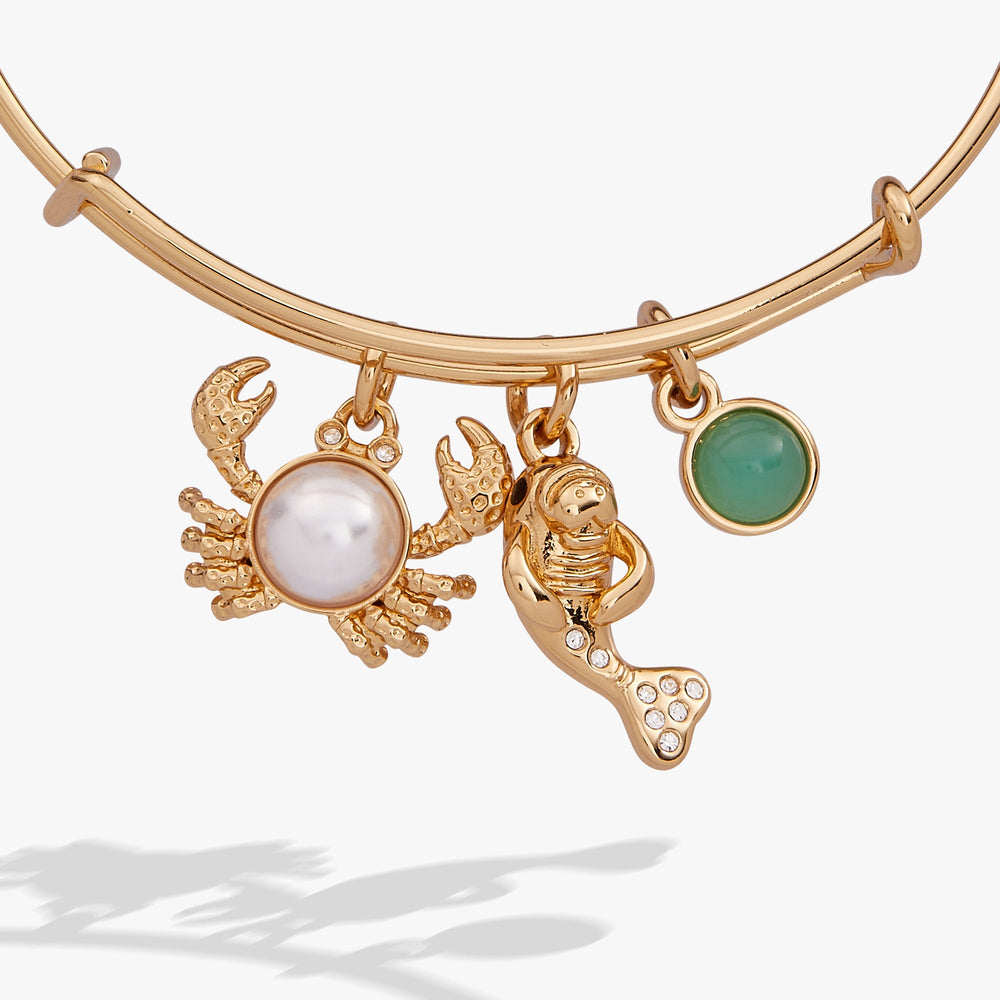 Sea Creature Multi Charm Bangle Gold | Alex and Ani