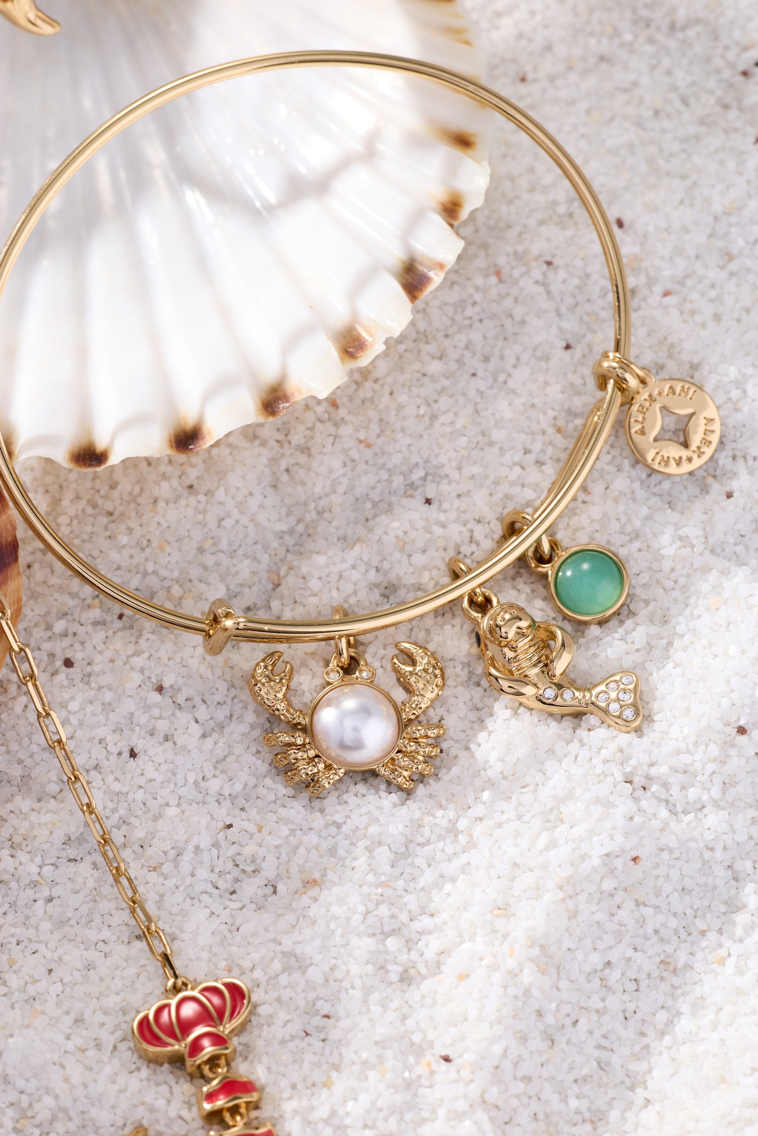 Sea Creature Multi Charm Bangle Gold | Alex and Ani