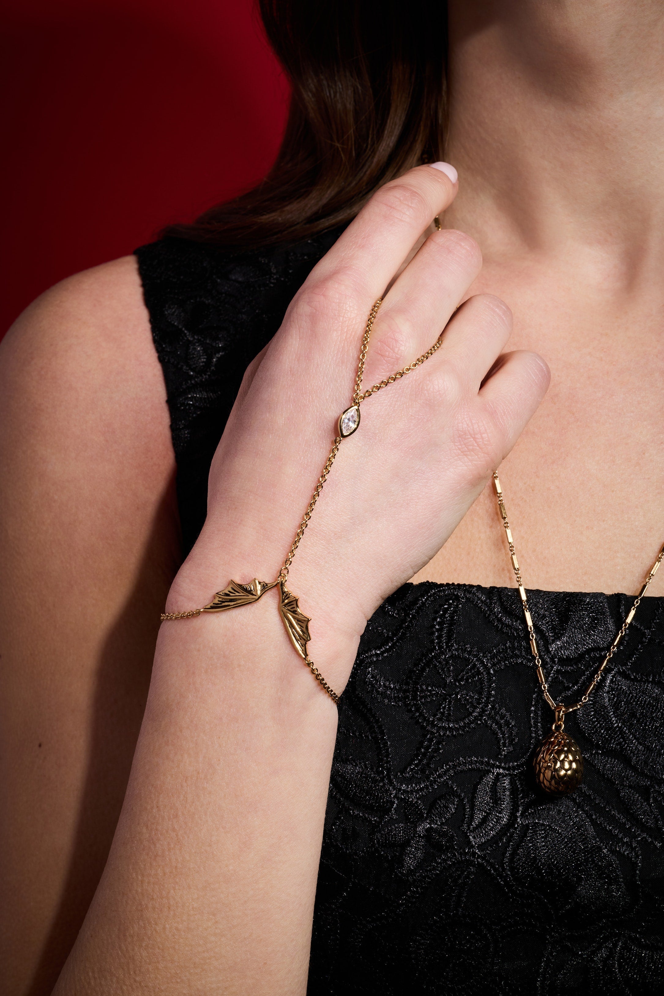 HOUSE OF THE DRAGON™ Dragon Wings Hand Chain Gold | Alex and Ani