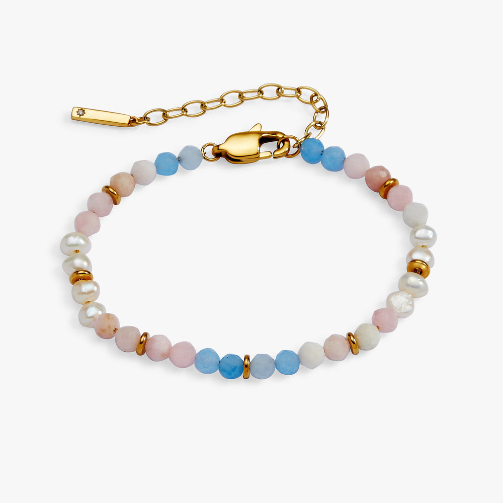 Sandy Peach Ombre Semi-Precious Beaded Bracelet Stainless Steel Gold | Alex and Ani