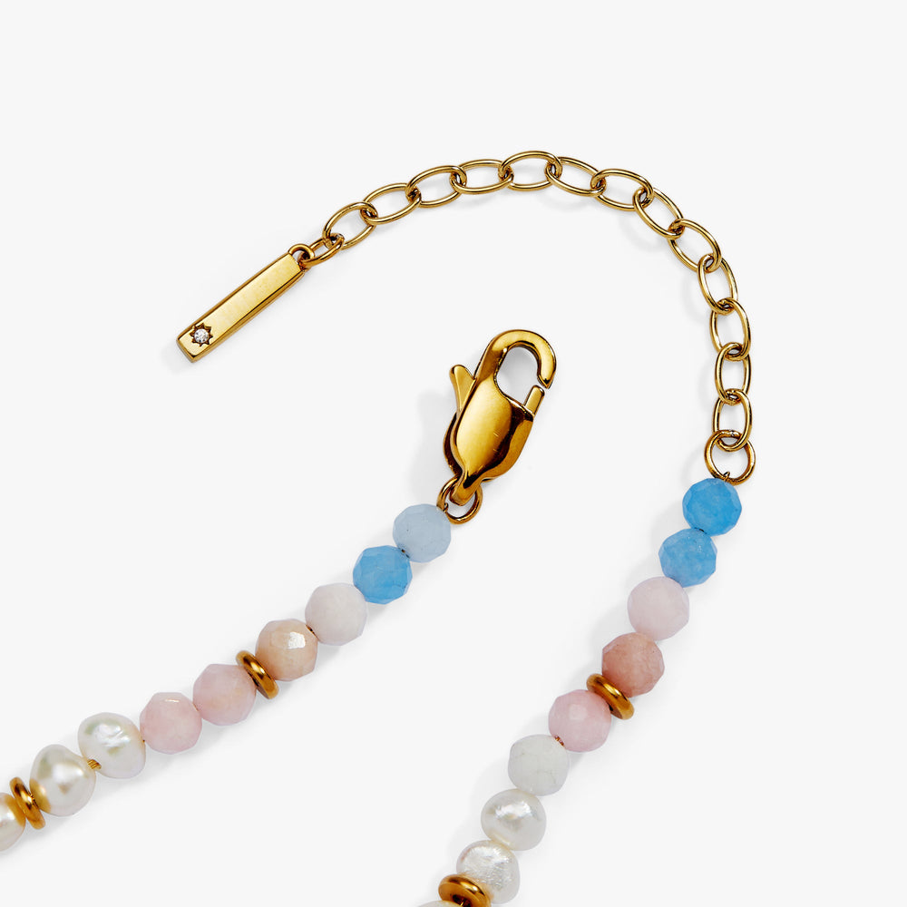 Sandy Peach Ombre Semi-Precious Beaded Bracelet Stainless Steel Gold | Alex and Ani