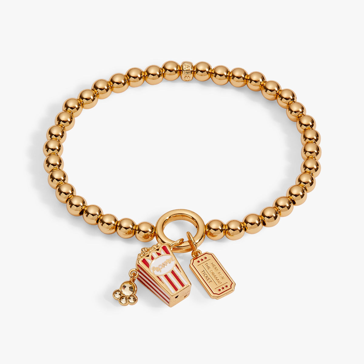Here For The Drama!' Movie Theater Popcorn Stretch Bracelet
    
    
    
       Gold | Alex and Ani