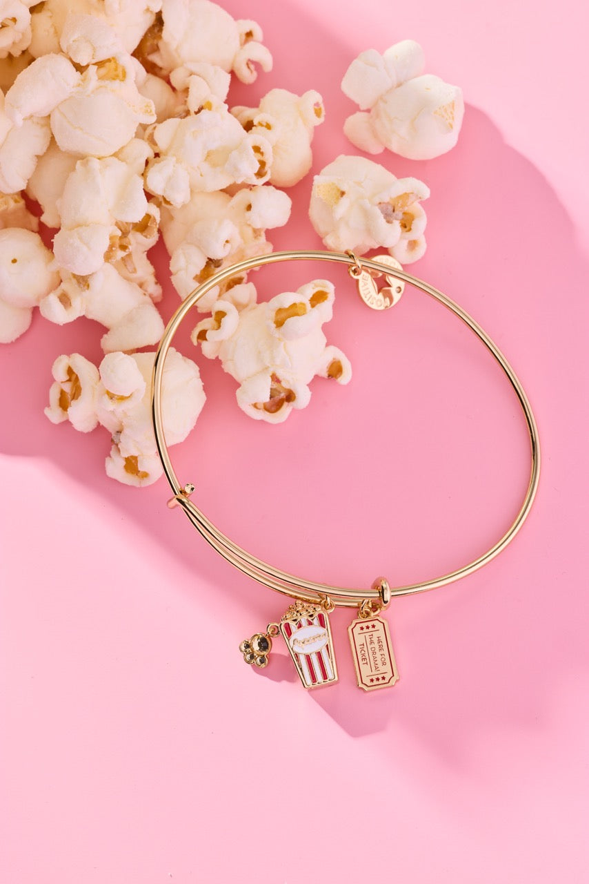 Here For The Drama!' Movie Theater Popcorn & Ticket Charm Bangle
    
    
    
       Gold | Alex and Ani