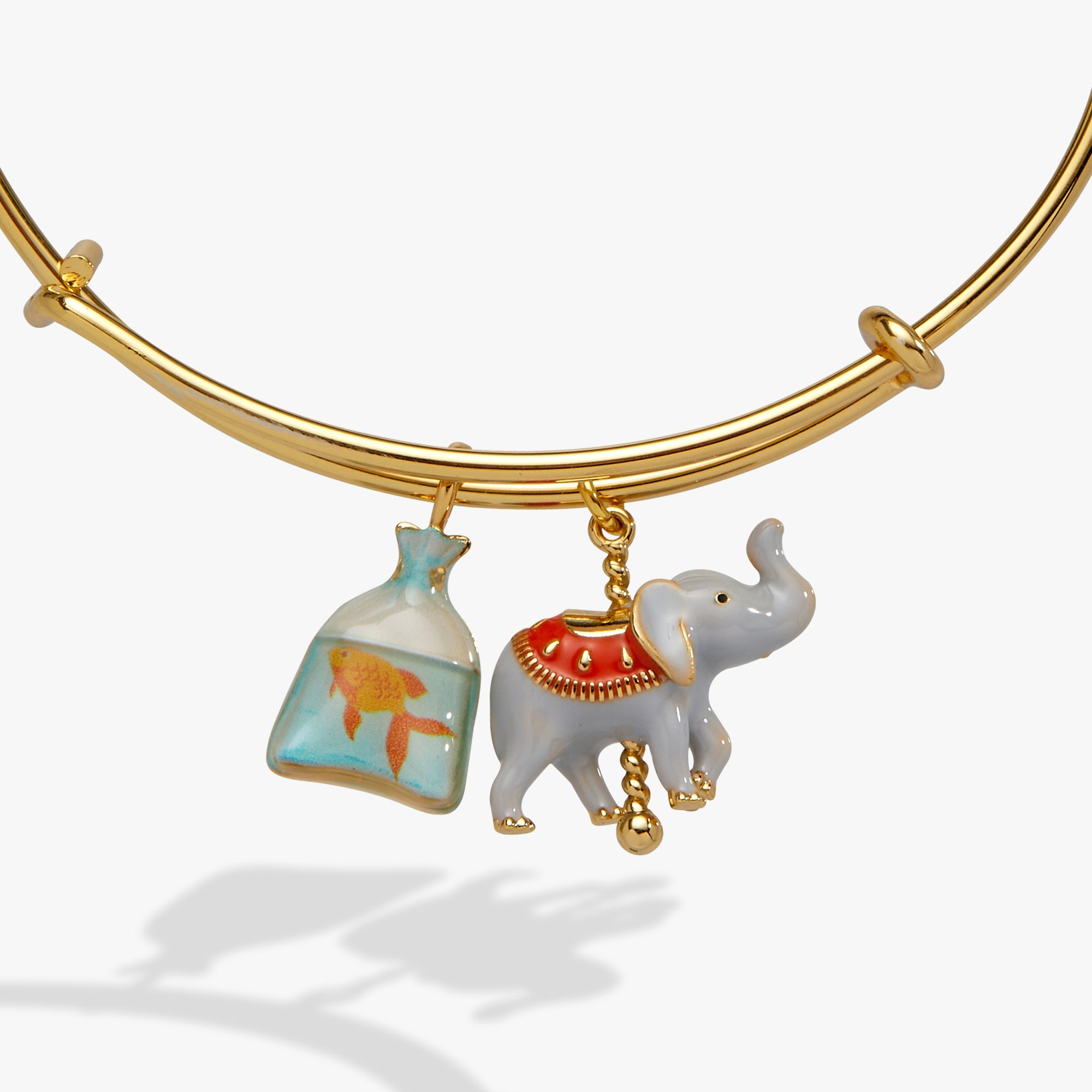 Carnival Carousel Elephant & Goldfish Multi Charm Bangle Gold | Alex and Ani