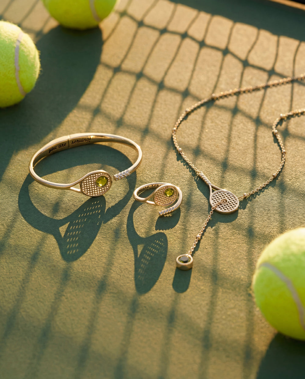 Tennis Racket Y-Necklace Gold | Alex and Ani