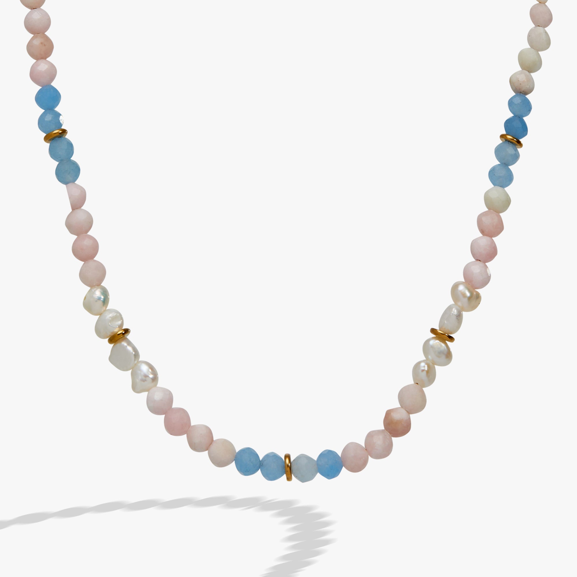 Sandy Peach Ombre Semi-Precious Beaded Necklace Stainless Steel Gold | Alex and Ani