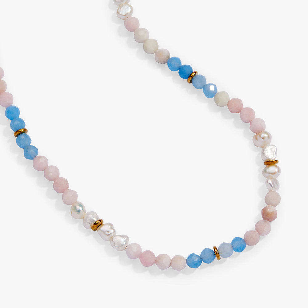 Sandy Peach Ombre Semi-Precious Beaded Necklace Stainless Steel Gold | Alex and Ani