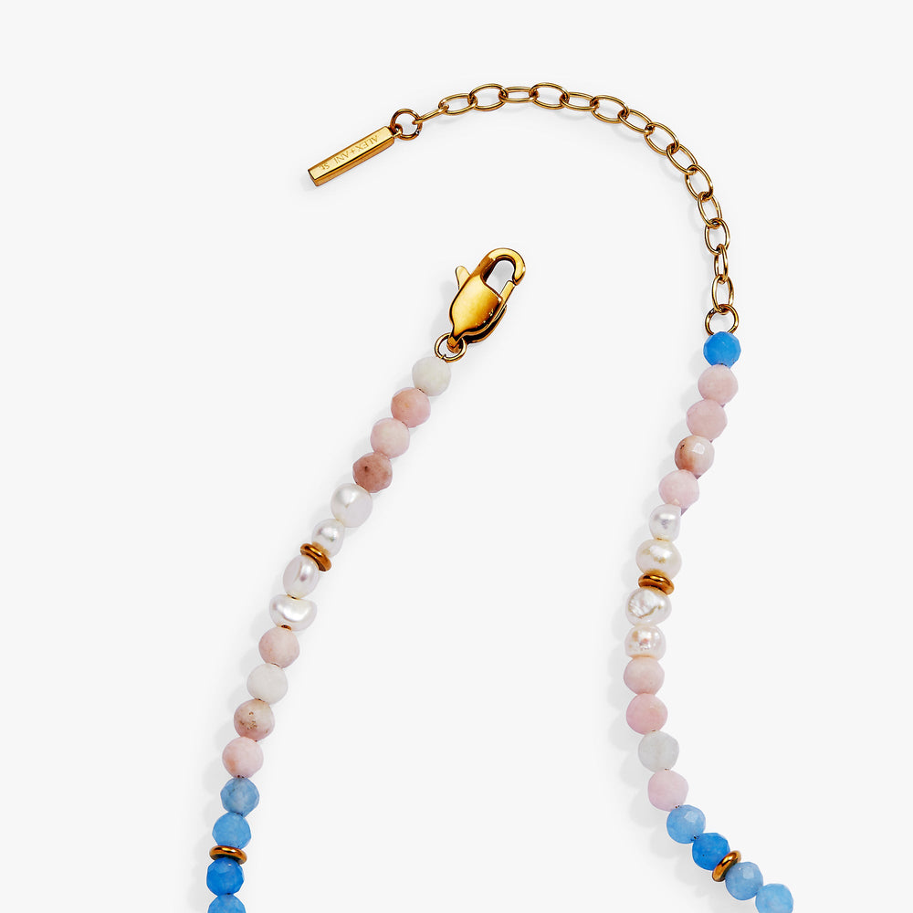 Sandy Peach Ombre Semi-Precious Beaded Necklace Stainless Steel Gold | Alex and Ani