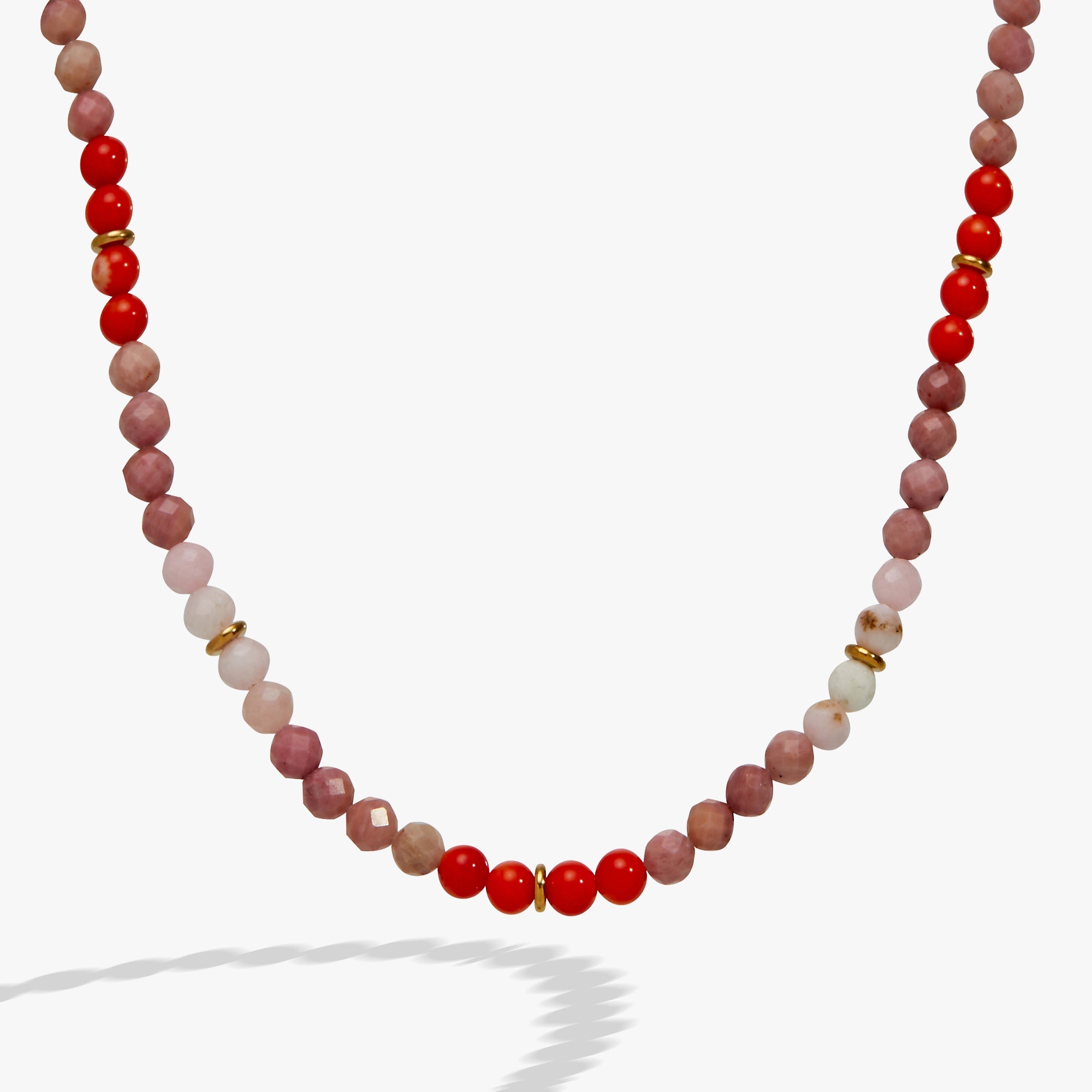 Coral Ombre Semi-Precious Beaded Necklace Stainless Steel Gold | Alex and Ani