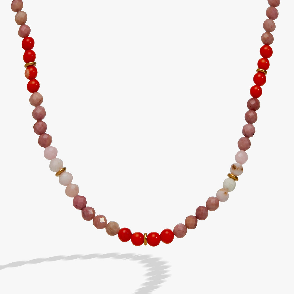 Coral Ombre Semi-Precious Beaded Necklace Stainless Steel Gold | Alex and Ani