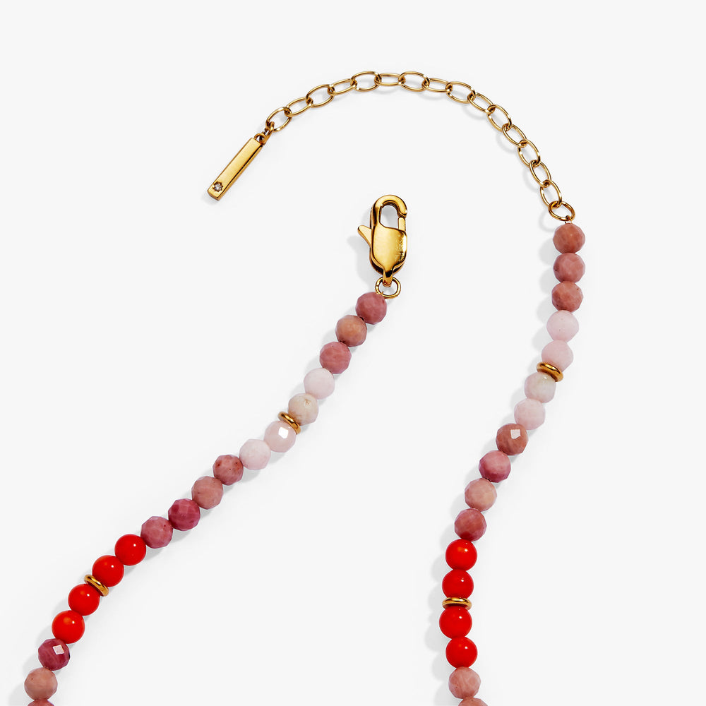 Coral Ombre Semi-Precious Beaded Necklace Stainless Steel Gold | Alex and Ani