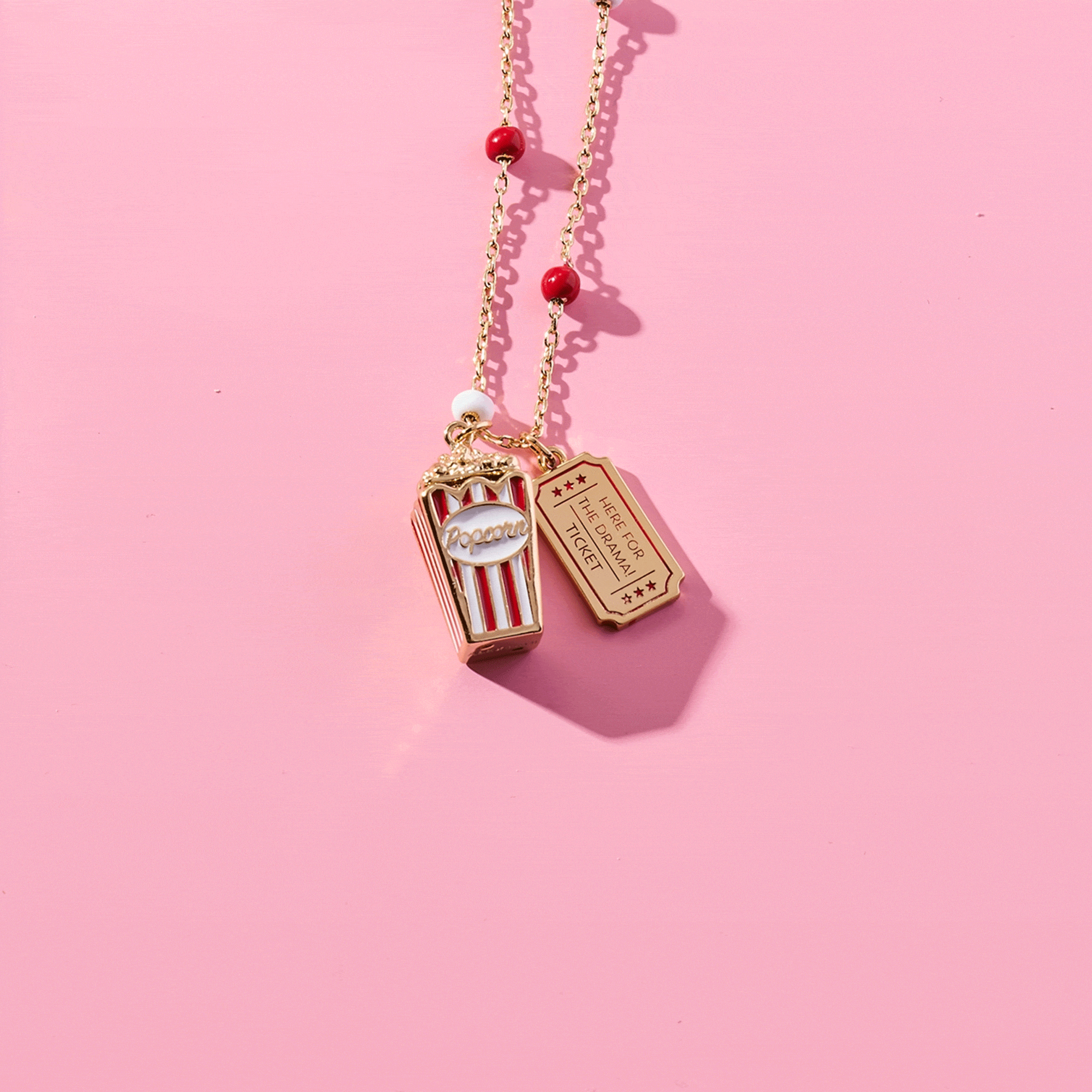Here For The Drama!' Popcorn Charm Locket Pendant
    
    
    
       Gold | Alex and Ani