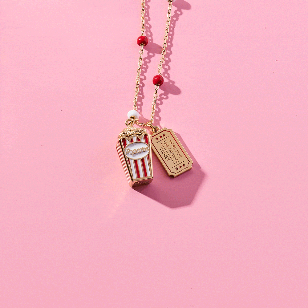 Here For The Drama!' Popcorn Charm Locket Pendant
    
    
    
       Gold | Alex and Ani