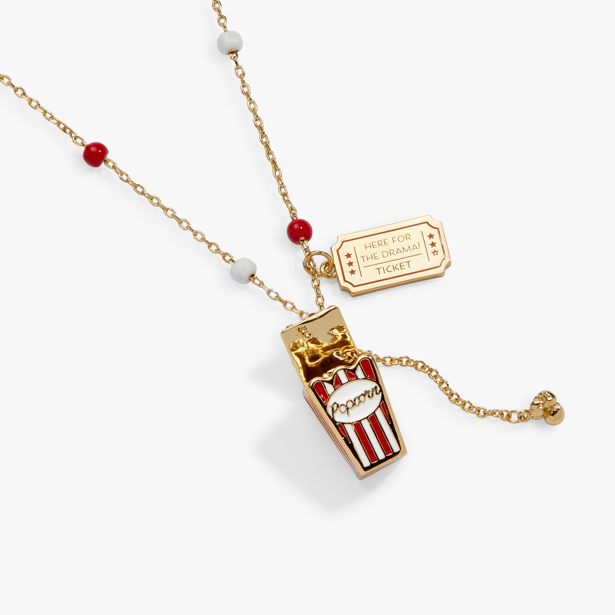 Here For The Drama!' Popcorn Charm Locket Pendant
    
    
    
       Gold | Alex and Ani