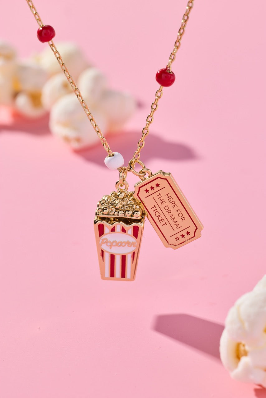 Here For The Drama!' Popcorn Charm Locket Pendant
    
    
    
       Gold | Alex and Ani
