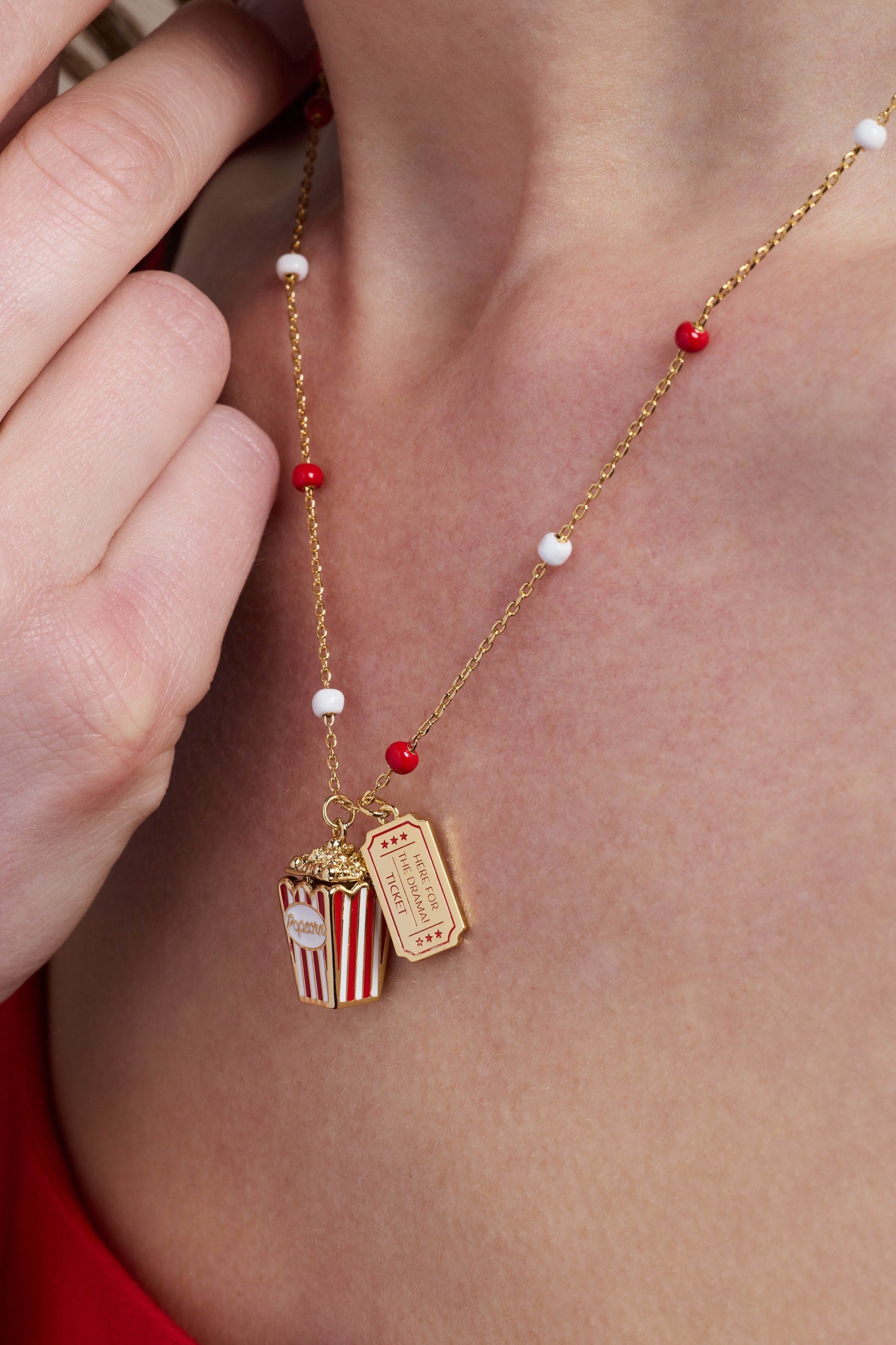 Here For The Drama!' Popcorn Charm Locket Pendant
    
    
    
       Gold | Alex and Ani
