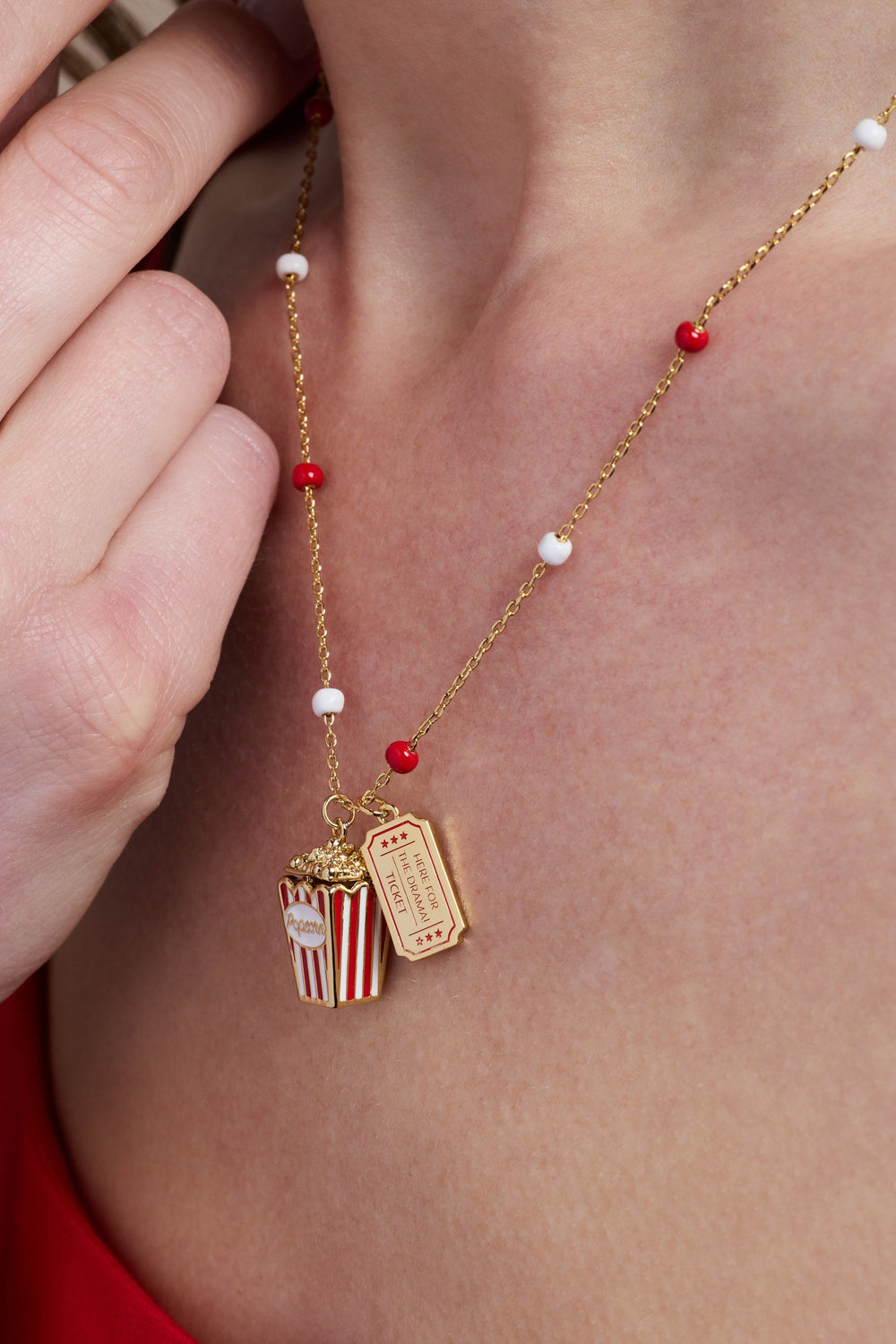 Here For The Drama!' Popcorn Charm Locket Pendant
    
    
    
       Gold | Alex and Ani