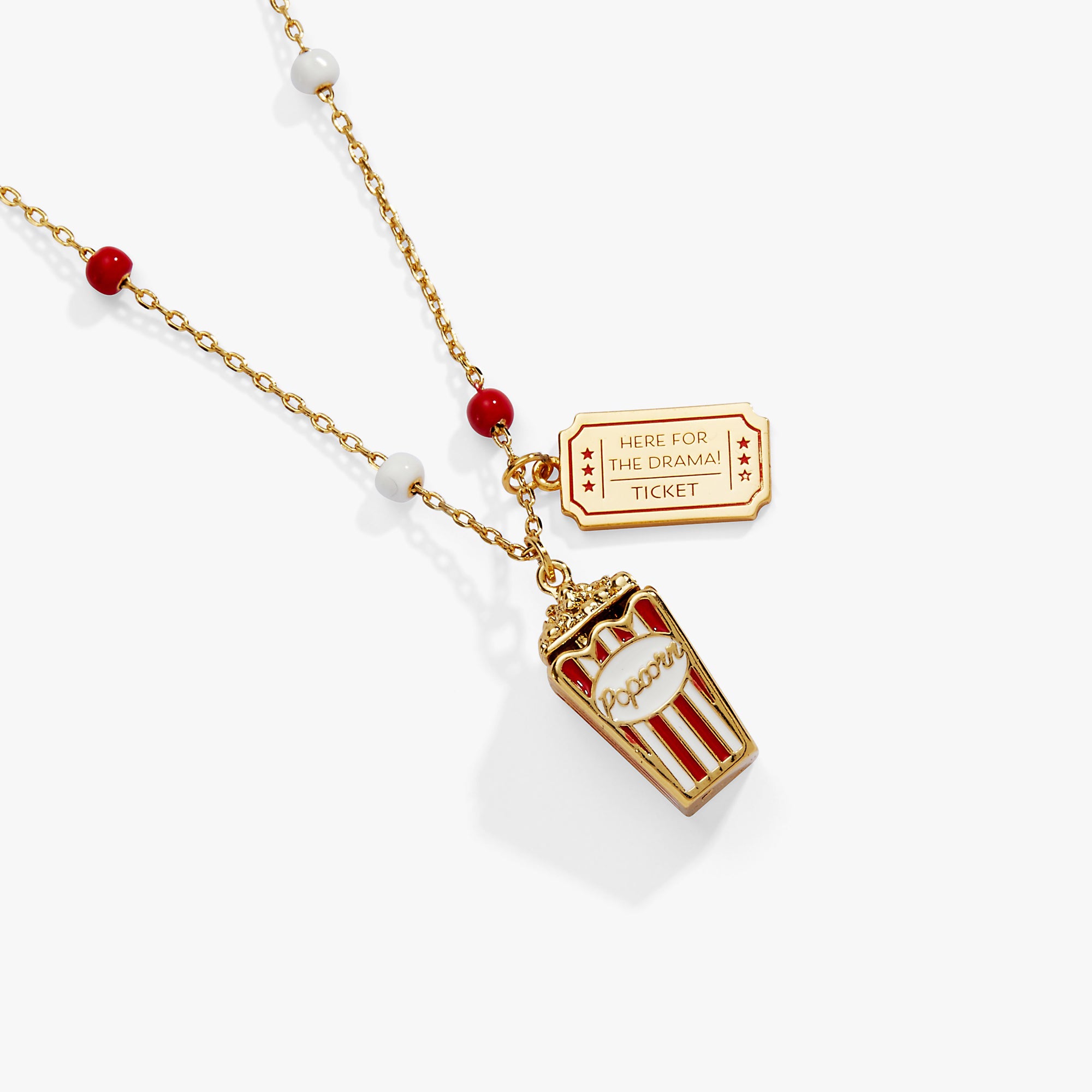 Here For The Drama!' Popcorn Charm Locket Pendant
    
    
    
       Gold | Alex and Ani