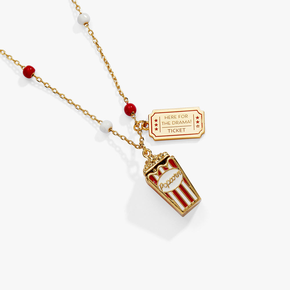 Here For The Drama!' Popcorn Charm Locket Pendant
    
    
    
       Gold | Alex and Ani