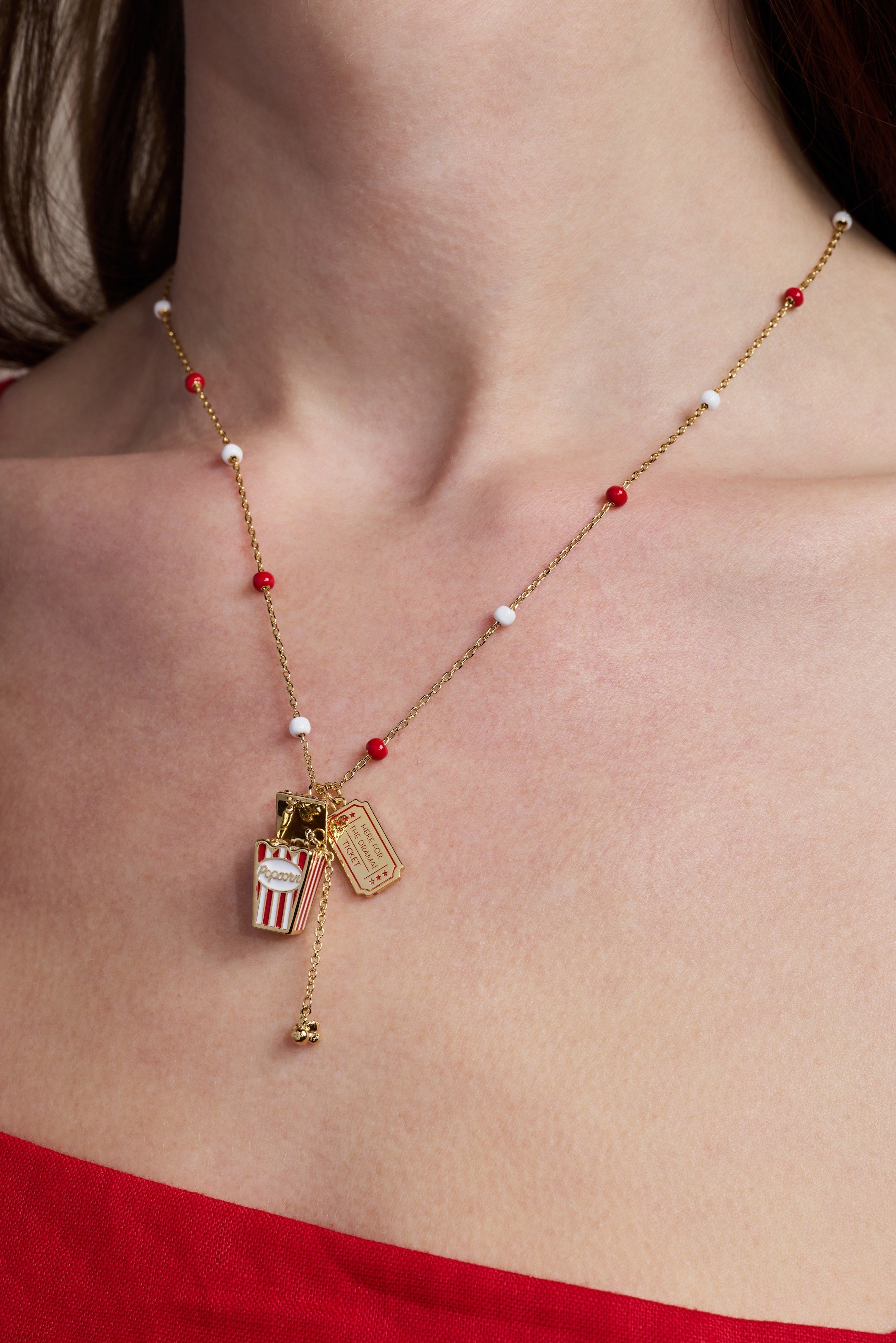 Here For The Drama!' Popcorn Charm Locket Pendant
    
    
    
       Gold | Alex and Ani