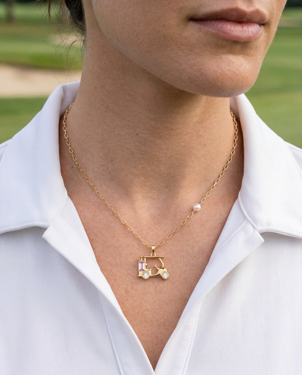 Golf Cart Necklace Gold | Alex and Ani