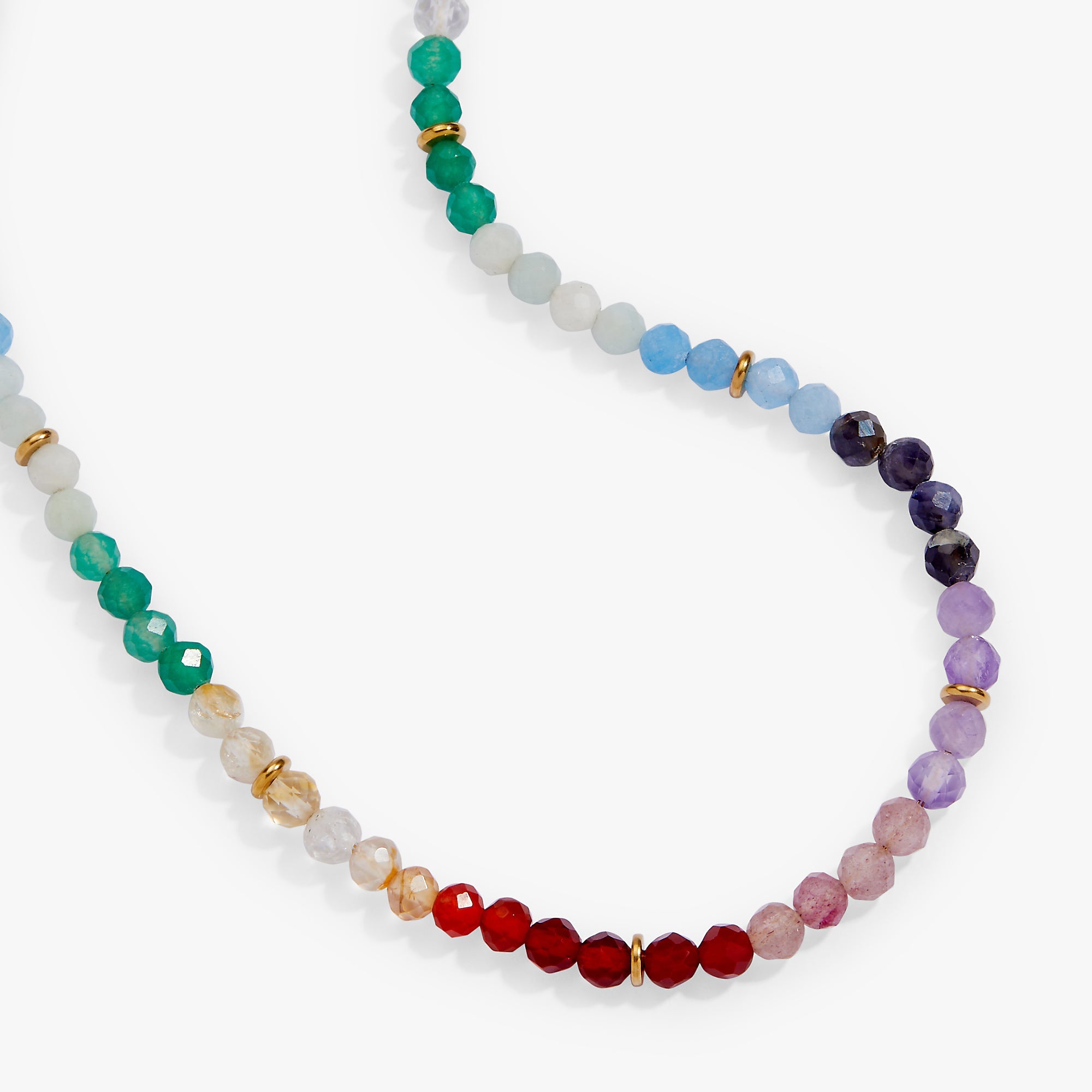 Rainbow Ombre Semi-Precious Beaded Necklace Stainless Steel Gold | Alex and Ani