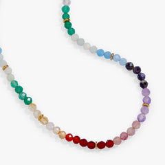 Rainbow Ombre Semi-Precious Beaded Necklace Stainless Steel Gold | Alex and Ani