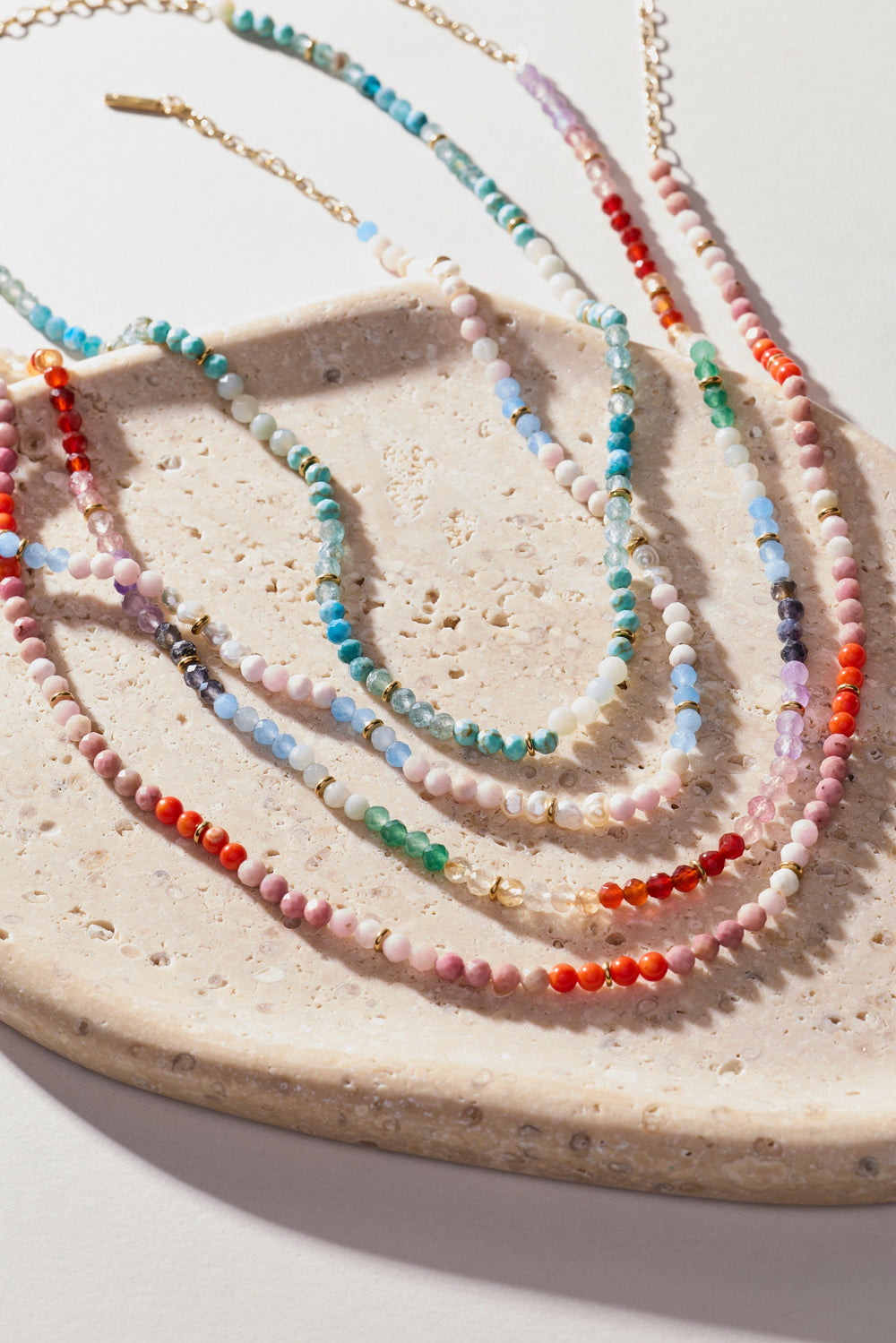 Rainbow Ombre Semi-Precious Beaded Necklace Stainless Steel Gold | Alex and Ani