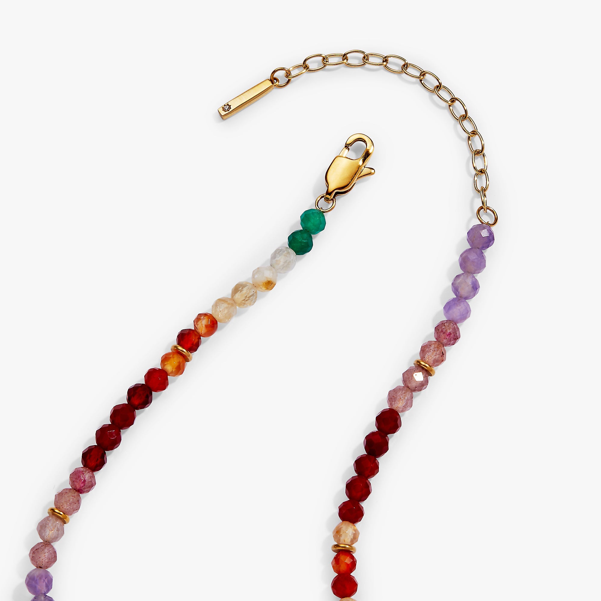 Rainbow Ombre Semi-Precious Beaded Necklace Stainless Steel Gold | Alex and Ani