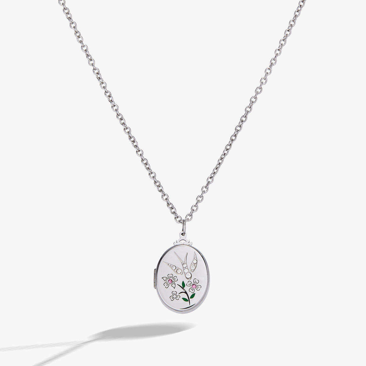 Birds of a Feather Locket Pendant Stainless Steel Silver | Alex and Ani