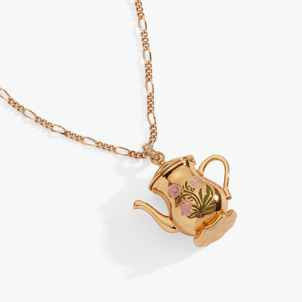 Tea Party Kettle Locket Pendant Gold | Alex and Ani