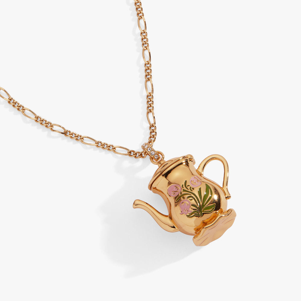 Tea Party Kettle Locket Pendant Gold | Alex and Ani