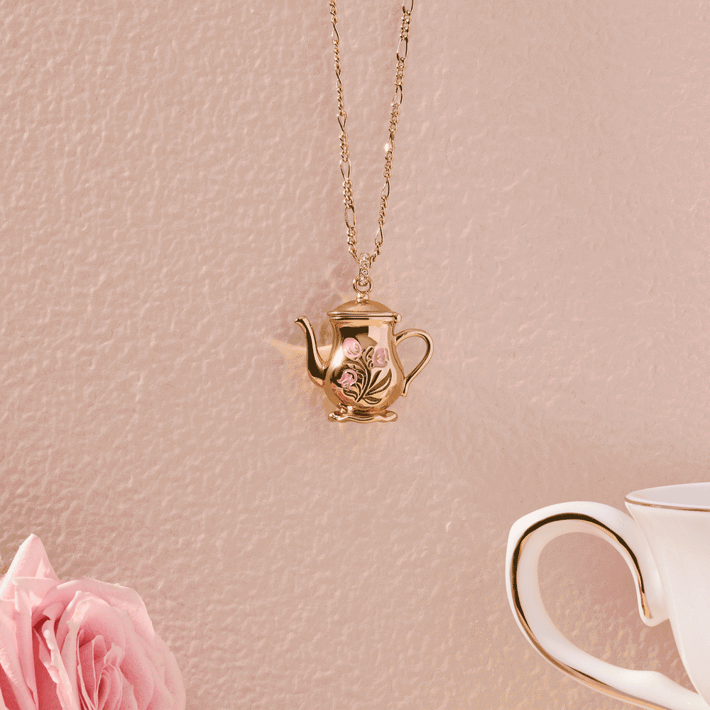 Tea Party Kettle Locket Pendant Gold | Alex and Ani