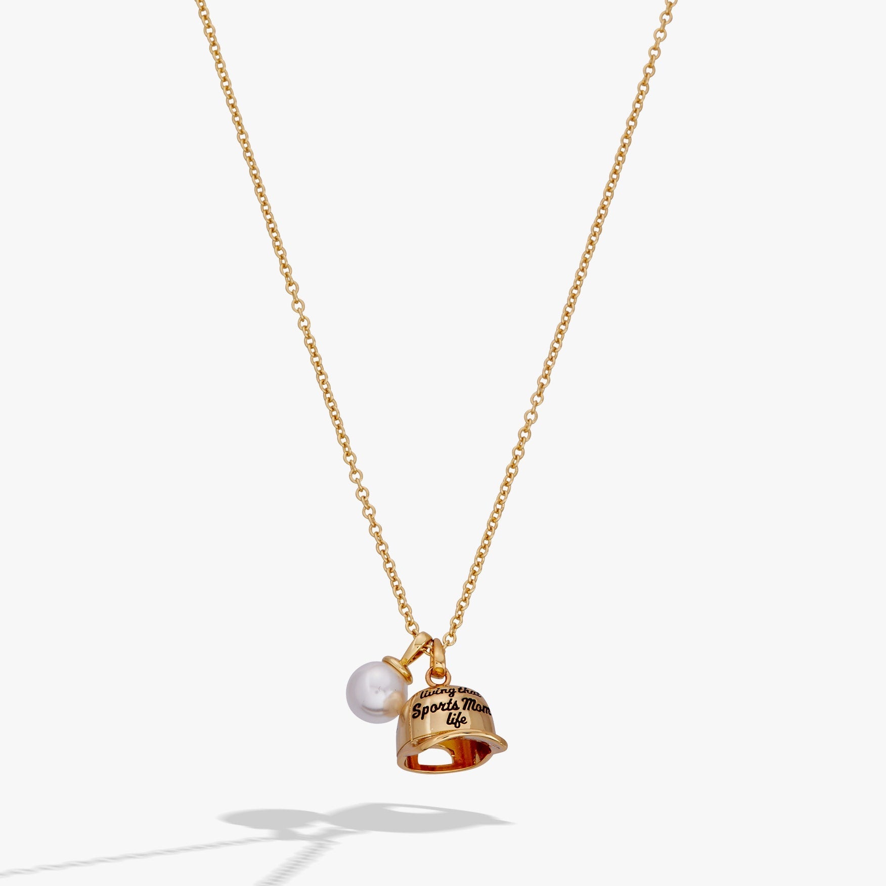 Living That Sports Mom Life' Baseball Charm Necklace
    
    
    
       Gold | Alex and Ani