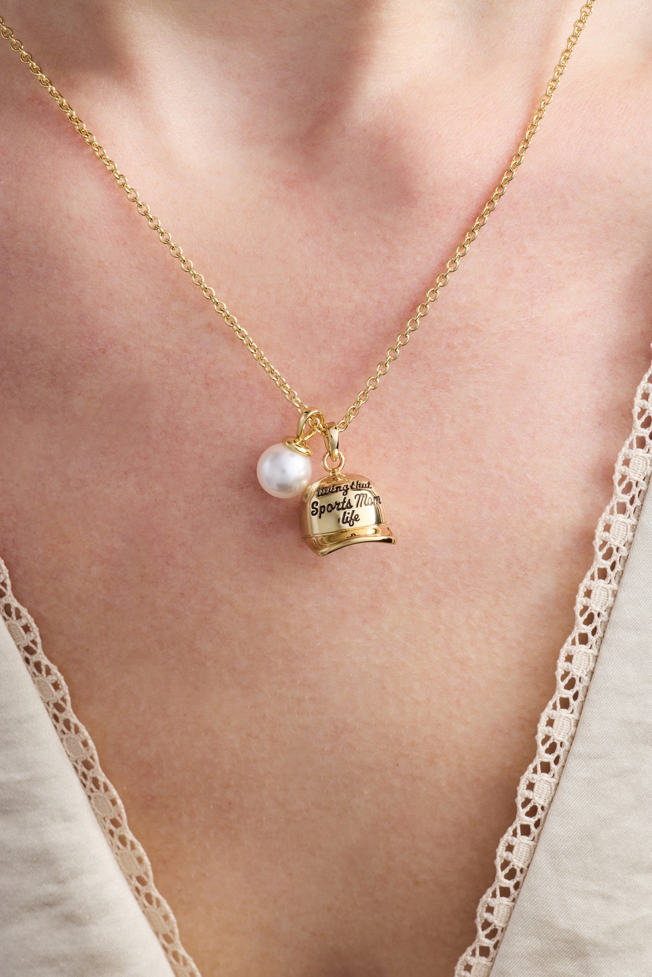 Living That Sports Mom Life' Baseball Charm Necklace
    
    
    
       Gold | Alex and Ani