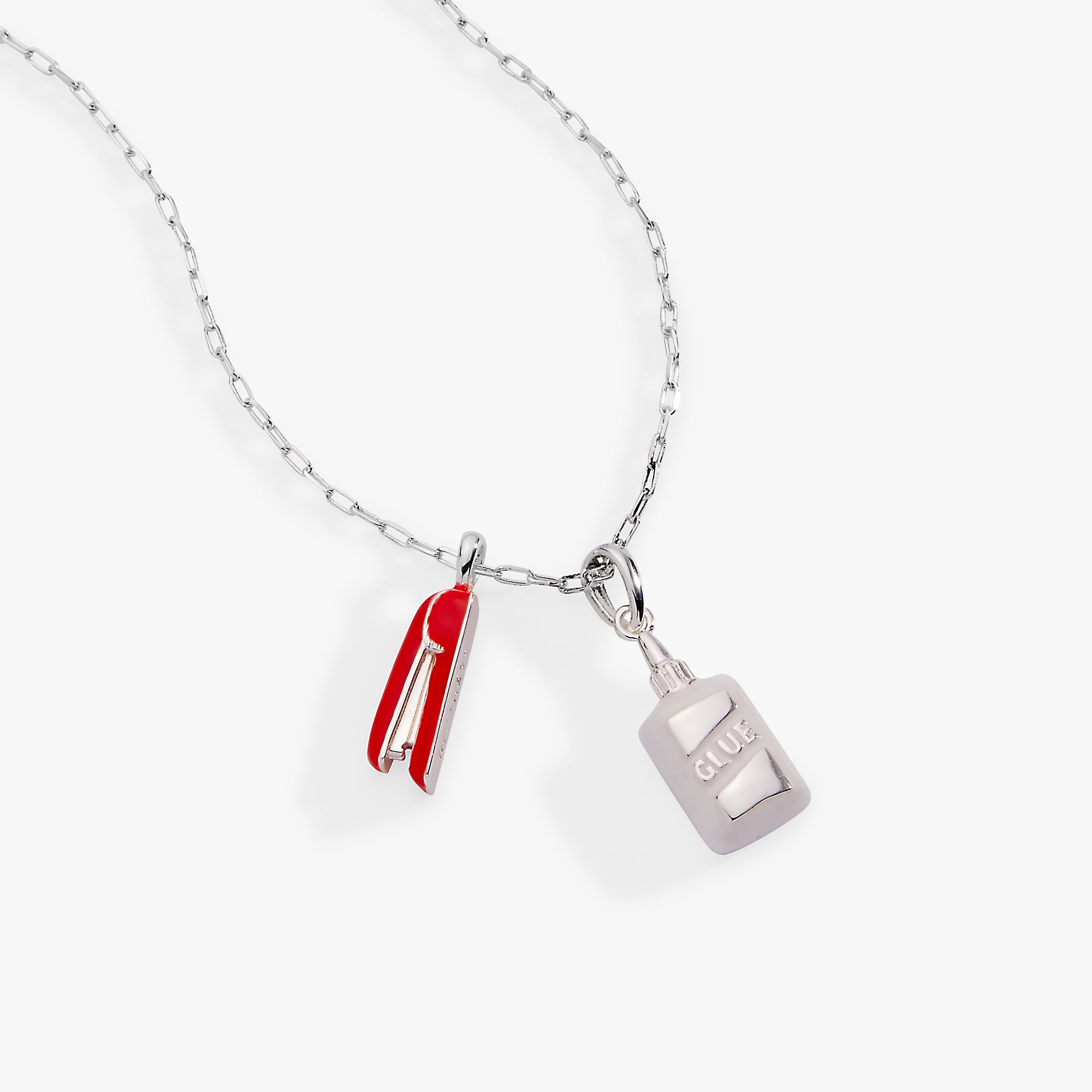 You Are The Glue Holding Us All Together' Glue & Stapler Charm Necklace
    
    
    
       Silver | Alex and Ani