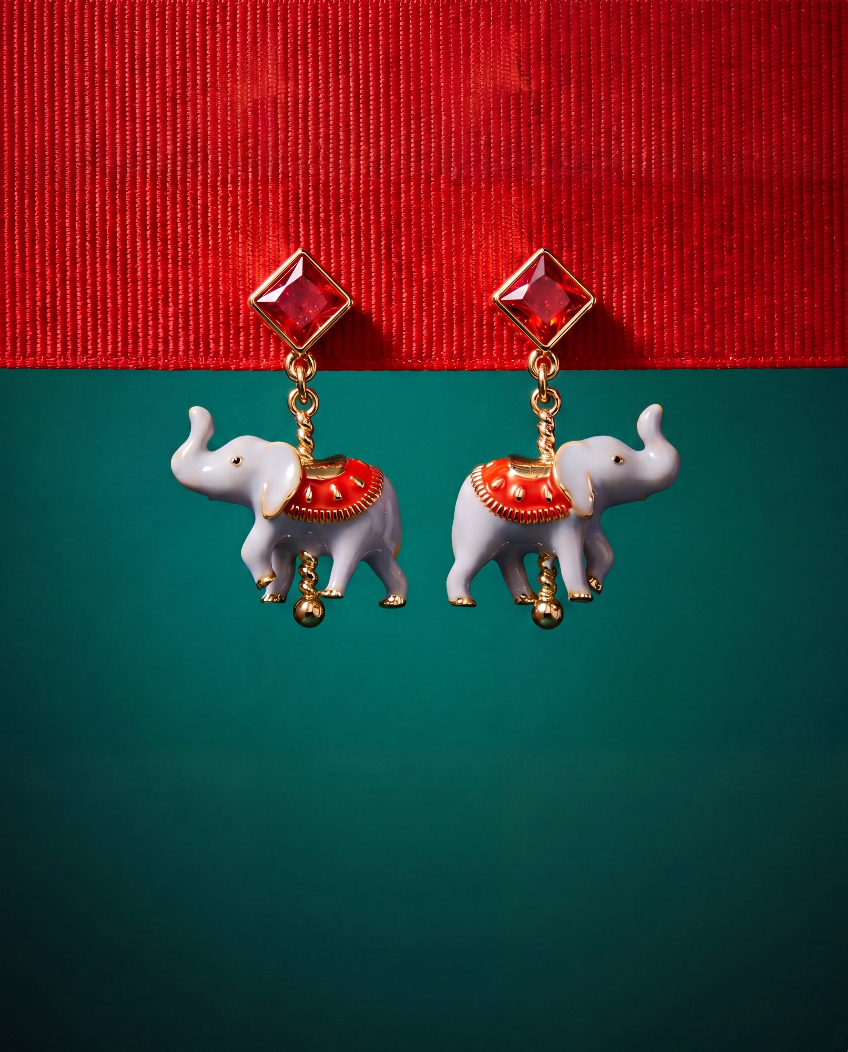 Carnival Carousel Elephant Drop Earrings Gold | Alex and Ani