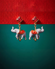 Carnival Carousel Elephant Drop Earrings Gold | Alex and Ani