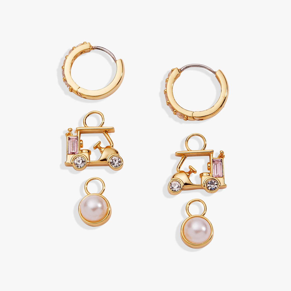Golf Cart Interchangeable Charm Huggie Hoop Set of 2 Gold | Alex and Ani