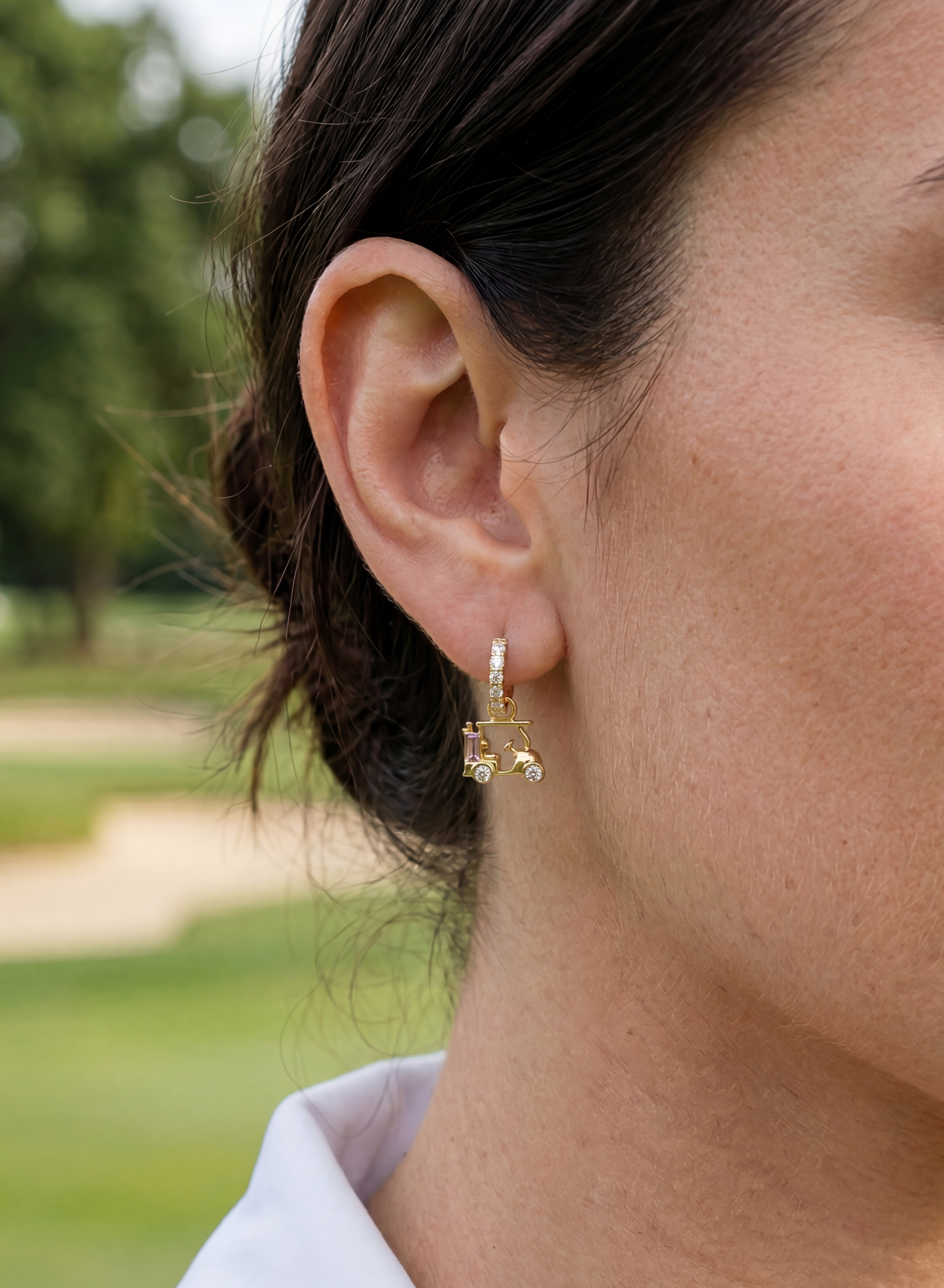Golf Cart Interchangeable Charm Huggie Hoop Set of 2 Gold | Alex and Ani