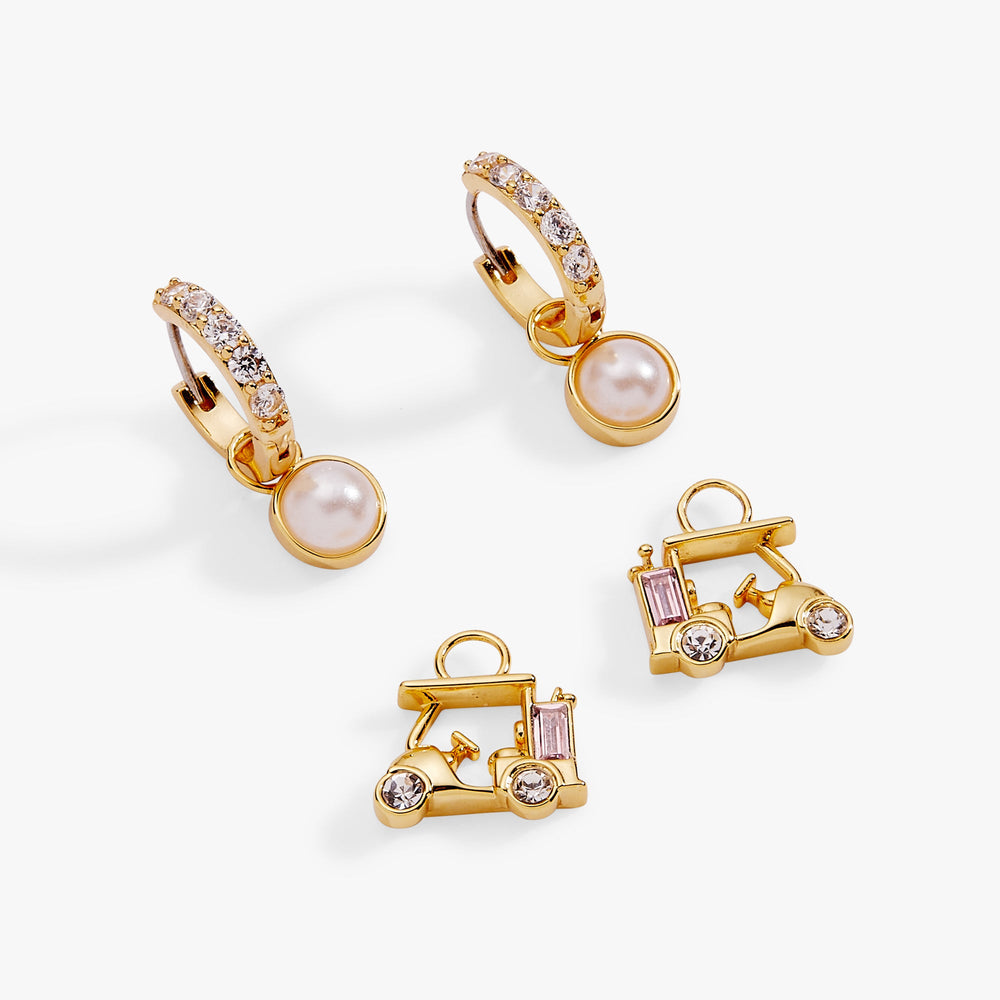 Golf Cart Interchangeable Charm Huggie Hoop Set of 2 Gold | Alex and Ani