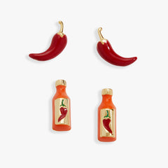 Taco Hot Sauce & Pepper Stud Set Gold | Alex and Ani